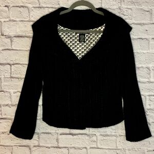 Pierre Cardin Womens Jacket Size 8 Black Long Sleeve Collared Lined Cropped Top